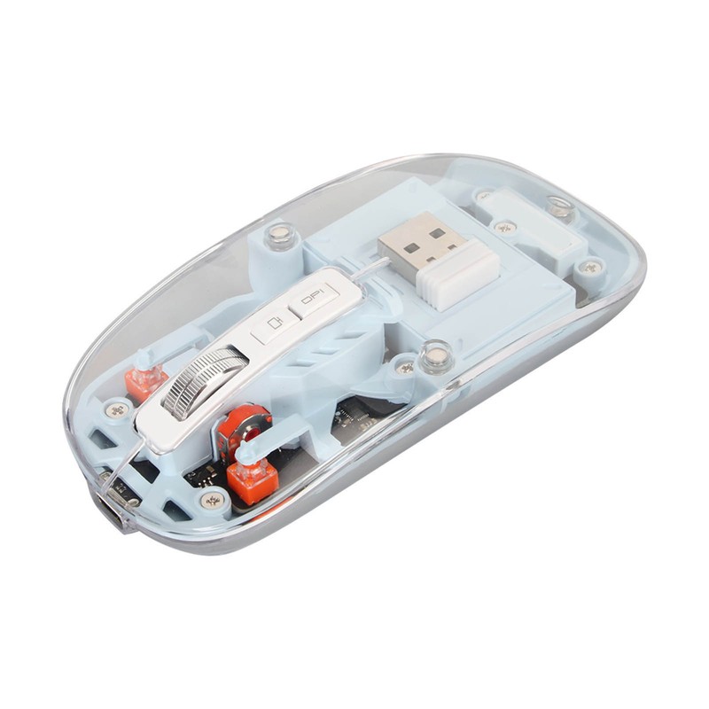 Wireless 2.4G Bluetooth Transparent Mouse 2400 DPI Rechargeable 400mAh RGB