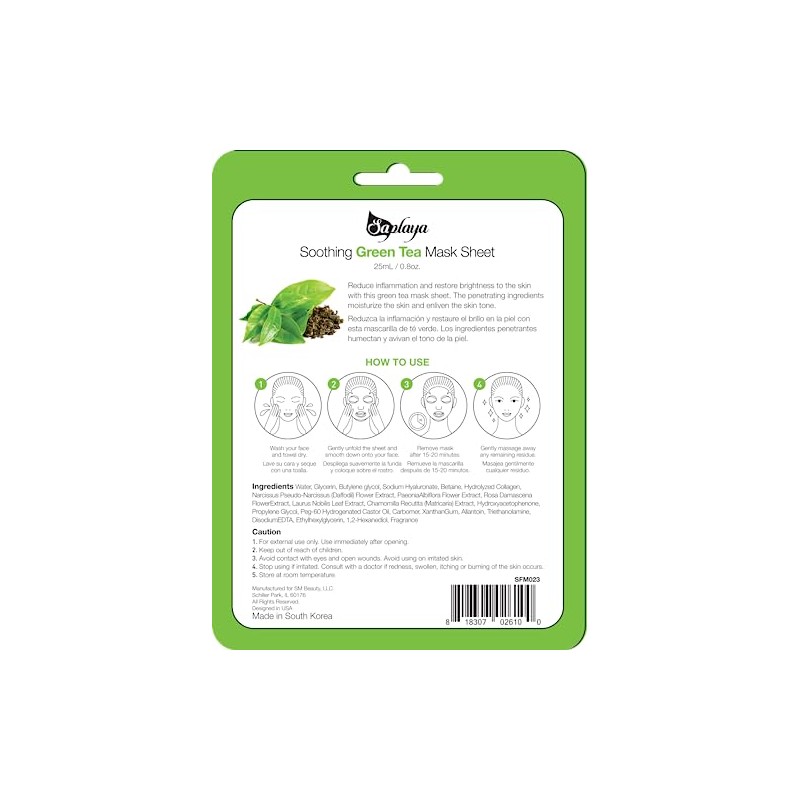 Saplaya Face Masks 6 Pack Scented Facemask Sheets Skin Care