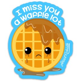 I Miss You A Waffle Lot Sticker - 4 Inch WaterProof Vinyl - I Love You, Vinyl Stickers, Laptop Decal, Cute Sticker, Small Gift Idea, Water Bottle, Car Stickers, Funny Pun Sticker. Gift For Her