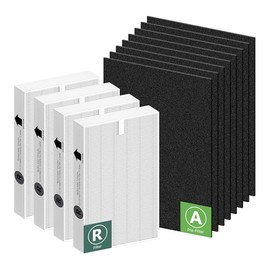 Filtros de repuesto HPA100 para purificador de aire de la serie HPA100 HRF-ARVP100 HPA094, HPA104, HPA105, HPA3100 y HPA5100, Funmit 4 unidades de repuesto de filtro R y 8 prefiltros precortados de