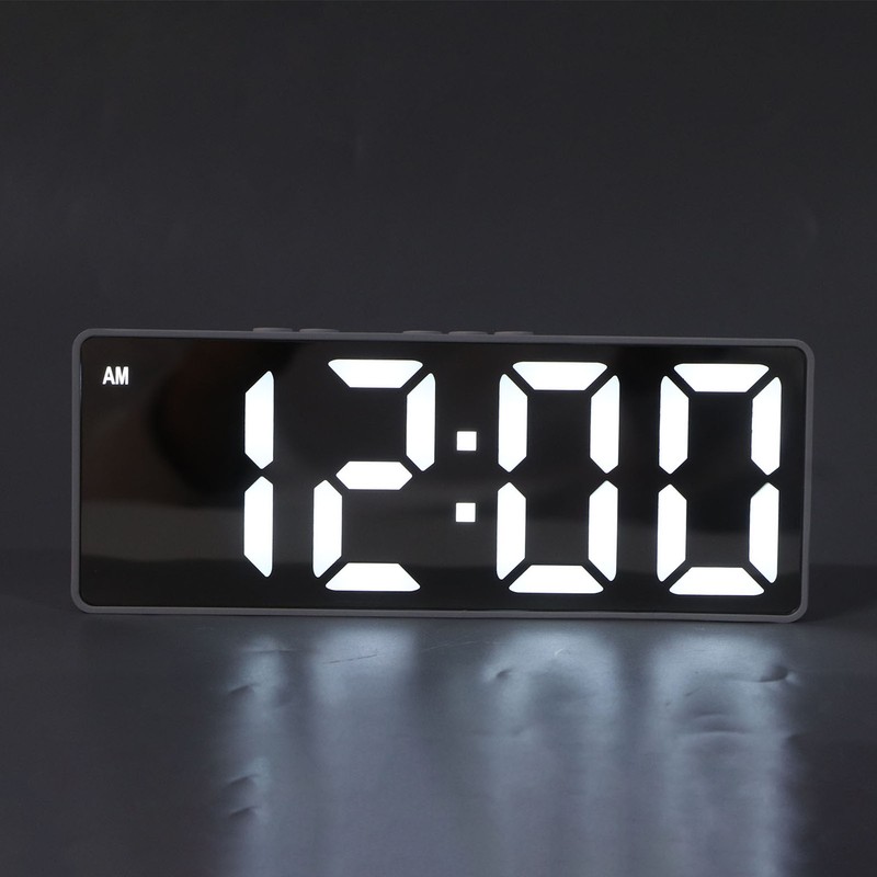 Digital Alarm Clock Temperature Display LED Mirror Electronic Clocks for
