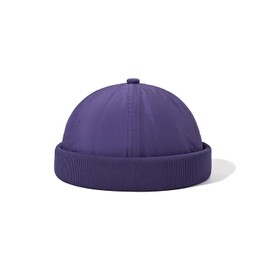 Croogo Men's Brimless Docker Hat Hip-Hop Beanie Caps Rolled Cuff Harbour Hats Summer Lightweight Skullcap,Purple-WBBH2401
