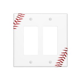 WMHUSU Decorative Outlet Covers Colorful Baseball Ball Sport White 2 Gang Wall Plate Cover Double Rocker Decora Light Switch Covers Plate Jumbo Dual Electrical GFCI Switch Plate Cover（2Pack）