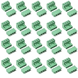 Cermant 20 Set 4 Pin 5.08mm (0.2inch) Pitch Male Female PCB Screw Terminal Block Plug Connector Panel Mount DIY (5.08mm-4P-20Set)
