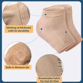 Cracked Heel Treatment Repair Socks - 2Pair of Premium Padded Compression Gel Sleeve/Sock for Dry Feet Treatment, Spa Moisturizing Heel Socks for Repairing (One Size fits Most)