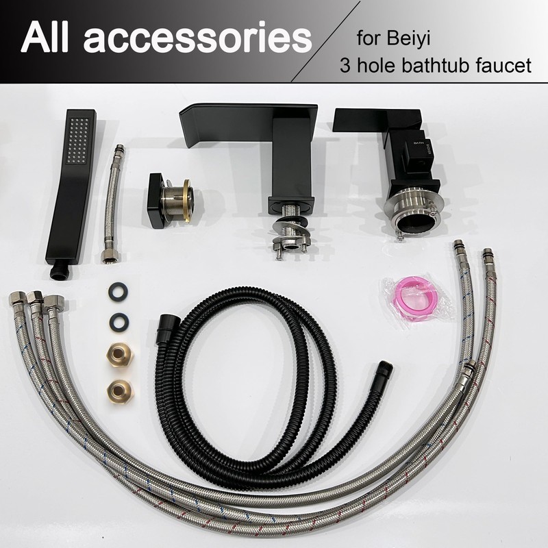 Beiyi Waterfall Roman Tub Faucet with Hand Shower Matte Black