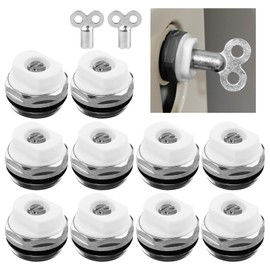 Radiator Bleed Valve 1/2 Inch with 2 Bleed Keys, Radiator Bleed Valves, Heater Bleed Valves, Heating Bleed Valve Radiator Ventilation with Rotating Plastic Head, Pack of 10