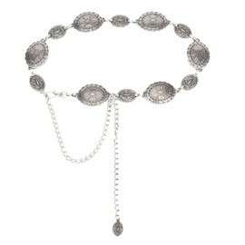 OVOY Western Sliver Chain Belt for Women - Concho Link Chain Western Cowgirl Belts for Jeans Dresses