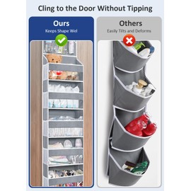 Over the Door Organizer, Heavy Duty Hanging Door Organizer with 5 Large Pockets, 3 Clear PVC Pocket & 5 Side Mesh Pockets, Over the Door Storage for Closet, Bathroom, Pantry, Bedroom, Nursery & Dorm