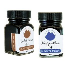 Monteverde 60ml Core Fountain Pen Ink Bottle (30ml Scotch Brown Ink Bottle G309SB, 30ml Horizon Blue Ink Bottle G309HB)