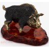 Solid Brass Amber Figurine of wild Boar pig Hog Swine