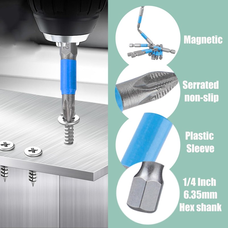 Treki Magnetic Ph2 Phillips Screwdriver Bit Set,10PCS 1/4 Hex Shank