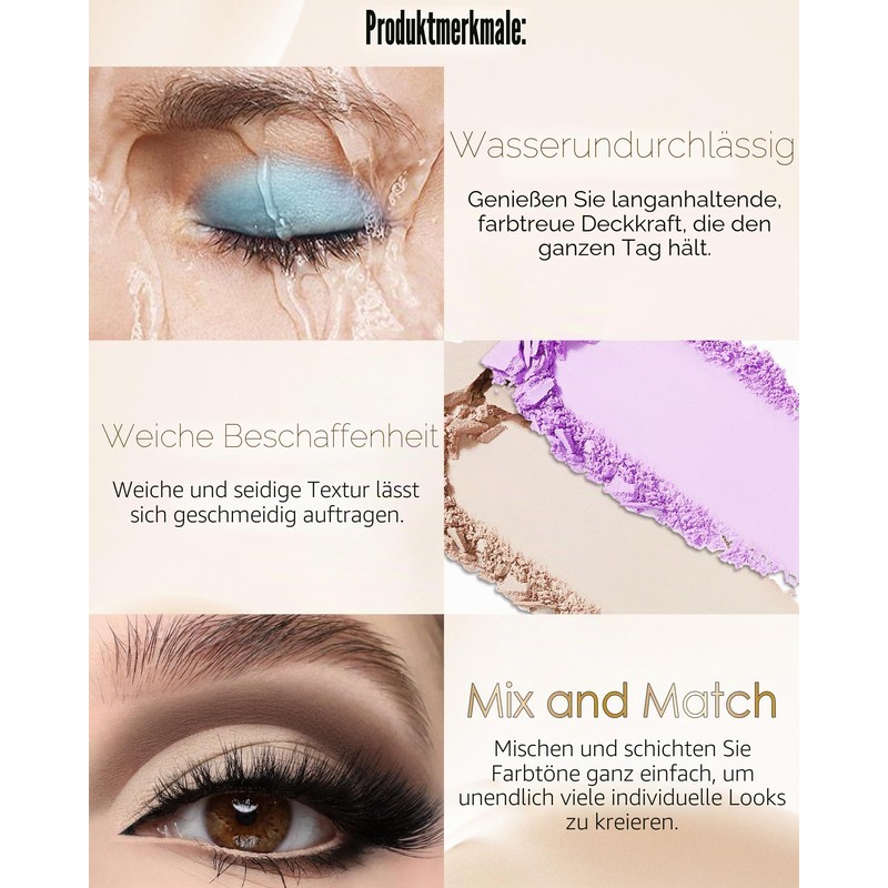 Purple Matte Eyeshadow Palette, Purple Waterproof Metallic Cream Eyeshadow
