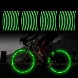 TOMALL 40pcs Reflective Wheel Rim Stripe Decals for Bicycle, Car, Cycling, Bike, Motorcycle - Night Reflective Safety Decoration Stripe Universal Rim Stickers (Green)