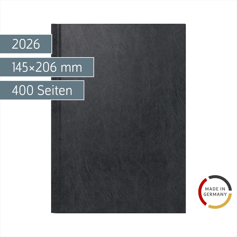 rido/idé Buchkalender Mod. Chefplaner 2026 | A5, Kunststoff, schwarz