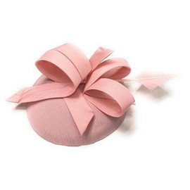 Caprilite Sinamay Fabric Pillbox Hat Headband Abstract Loops Structure One Long Feather Fascinator Ascot Hatinator Races UK (Dusty Pink)
