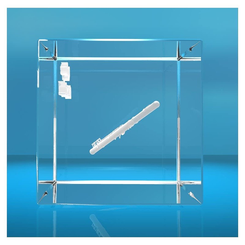 3D Glass Cuboid | Flute with Desired Name | Flute
