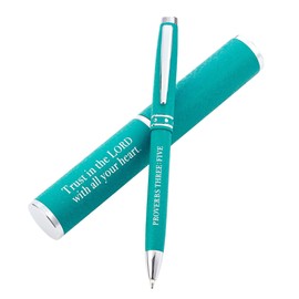 Christian Art Gifts Christian Art Gifts Stylish Classic Teal Ballpoint Pen with Matching Gift Case for Women, Proverbs 3:5 'Trust in the Lord'
