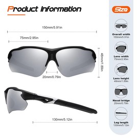 FAGUMA Polarized Sports Sunglasses for Men Women Fishing Cycling Running Golf Motorcycle TR90 Frame UV400