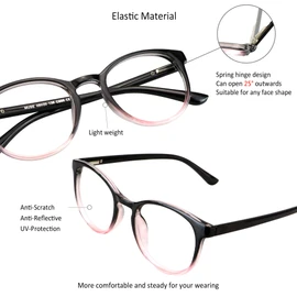 Gafas de bloqueo de luz azul para mujeres/hombres, antifatiga ocular, lectura de computadora, gafas de TV, elegante marco ovalado, antideslumbramiento (negro morado, sin aumento)