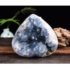 MOGEMT Raw Blue Celestite Crystal Geode Heart Shape Natural Healing