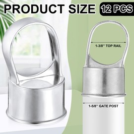 Therwen 12 Pack Chain Link Fence Ring Cap for 1-5/8" OD Post, 1 7/8" Aluminum Eye Top Rail Cap with 1-3/8" Loop, Outdoor Rail Fencing Repair Hardware