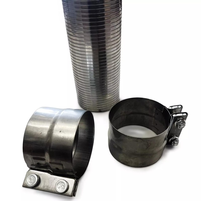 Stainless Steel Flexible Exhaust Flex Pipe w/Band Clamps - 5"