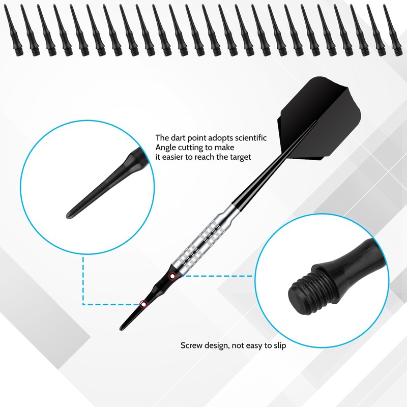 Samamoca Pack of 250 Soft Dart Tips, Plastic Tips for