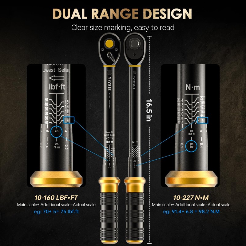 1/2-Inch Drive Torque Wrench with Upgraded Lock Ring, ±3% High