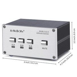 AtDcNeVh XLR 3 in 1 Out Audio Switcher, 3-Way XLR Balanced Audio Switch Converter - XLR Speakers Amplifiers Audio Selector Box