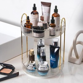 Corner Bathroom Counter Organizer Bathroom Countertop Shelf Makeup Organizer for Vanity Perfume Tray for Corner Storage 2 Tiers, White:_Round-3 Tier