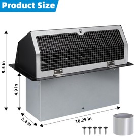 Microwave Vent Range Hood Vent Wall Vent Cap for Microwave Exhaust,Kitchen/Bath Ventilation Fan/Stove Outside Vent Cover,Wall Exhaust Vent Kit Vent Hood Wall Cap for 3-1/4" x 10" Duct,Black