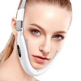 Intelligent Electric V- Face Shaping Massager Micro-Current Facial Lifting Slimming V- Face- Lift Belt Double Chin Shaping Massager Beauty Instrument (Blanco)