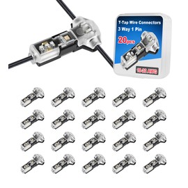 Betluse T Type 3 Way 1 Pin Low Voltage Connector,Low Voltage Wire Plug-in for 16-22 AWG,No Stripping 2 Way Wire Connectors with Locking Buckle,Automotive,LED Lights,DIY Projects.