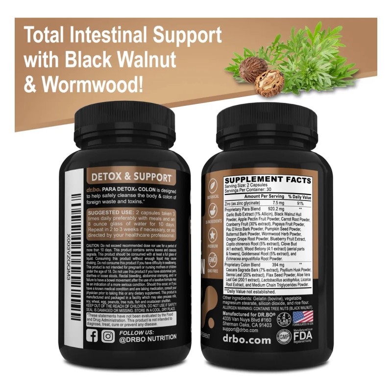 Dr. Bo Pastillas Detox Colon Natural 60 Cápsulas