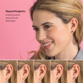 KEZEF 5 Pair Set Earrings for Women | Sterling Silver Ball Earrings 925 Hypoallergenic Round Stud Earrings | Set of 2mm, 3mm, 4mm, 5mm, 6mm