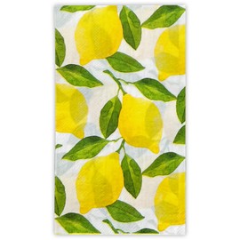WRAPAHOLIC 25Pcs Lemon Napkins - 2-Ply Disposable Paper Guest Napkin for Wedding, Bridal Shower, Tea Party, Garden Party, Birthday Party - 4.3 x 7.9 In