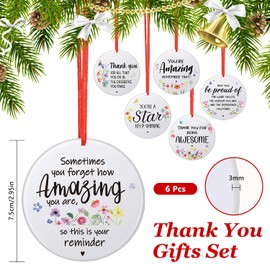 6 Pcs Thank You Gifts for Women Men Round Acrylic Pendant Thank You Hanging Ornaments Inspirational Gifts for Women Colleagues Nurses Appreciation Gifts for Employees Staff Coworker