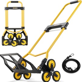 Gottinfurt Stair Climbing Cart Heavy Duty Folding Hand Truck Dolly 330 lbs 6 Wheels - Yellow
