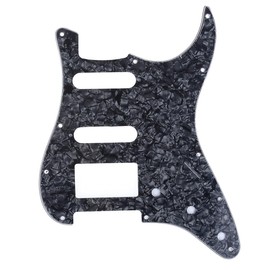 Musiclily Pro 11 Hole SSH Stratocaster Pick Guard for American Stratocaster Electric Guitar, 4P Black Pearl