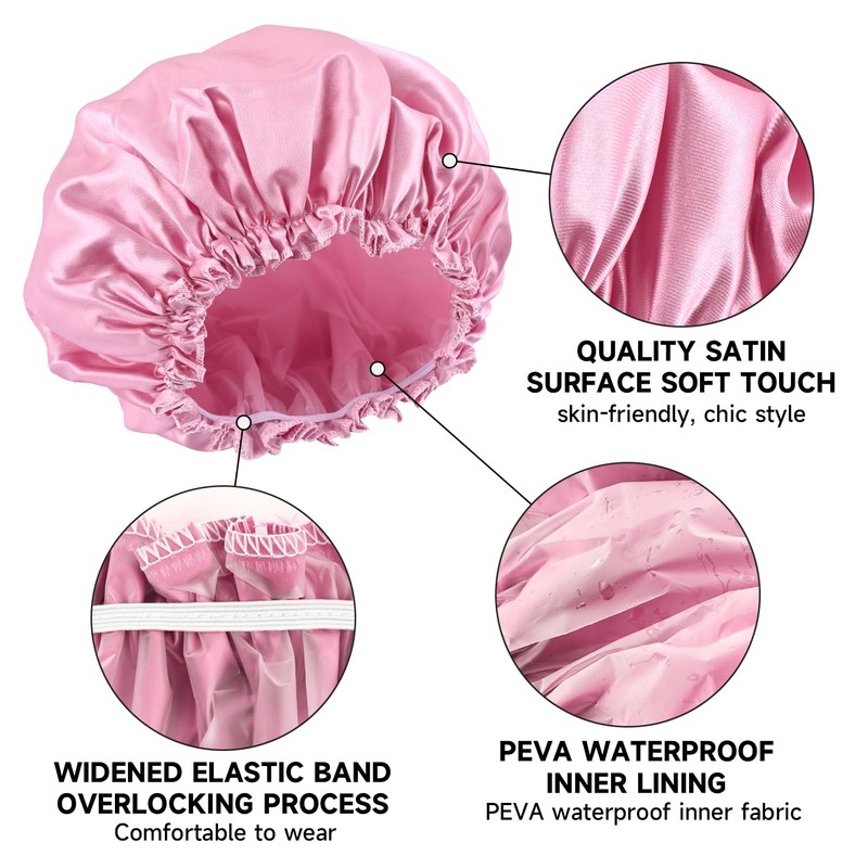 Shower Cap Reusable Waterproof Shower Caps For Women, Plastic Hair