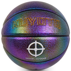 Kids Youth Shiny Color Purple Leather Basketball, Size 5 Bright Color Dazzle Textured Basketball 27.5" Gifts for Boys and Girls KUYOTQ (Deflated,Without Pump)