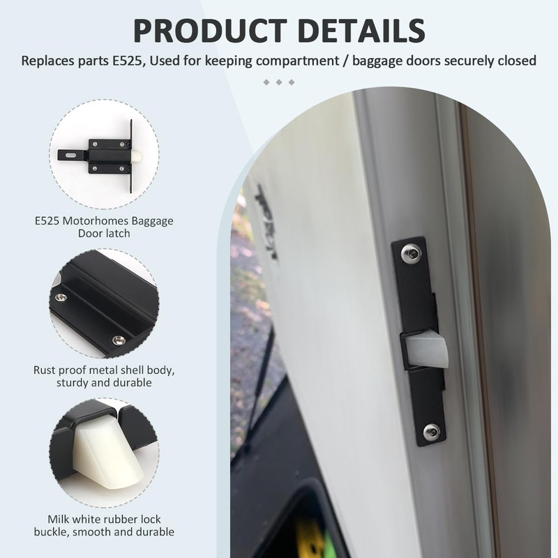 UnibLn RV Designer E525, Fleetwood Style Baggage Door Latch, for