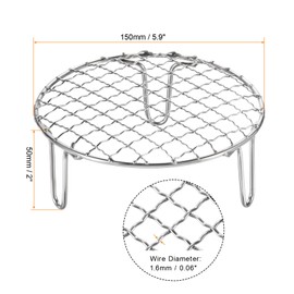 QUARKZMAN Round Cooking Grid 5.9 Inch Stainless Steel with 50 mm Legs for Grilling, Baking, Steaming and BBQ