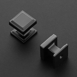 Ravinte 15 Pack Matte Black Square Kitchen Cabinet Knobs,Zinc Solid Drawer Pulls,Farmouse Cabinet Handles for Cupboard, Dresser, Closet and Bathroom, Modern Cabinet Hardware for Cabinets