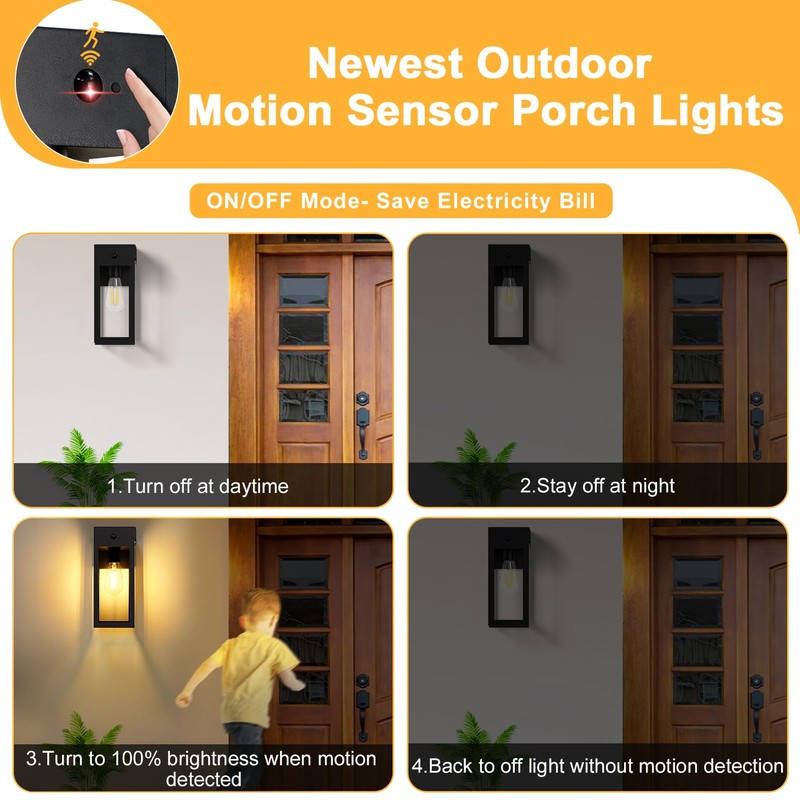OYKYOHEI 2 Pack Porch Lights with GFCI Outlet, Dusk to