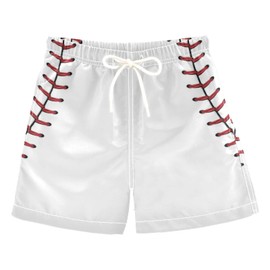 Softball Baseball Boys Swim Trunks Toddler Boy Swimsuit Quick Dry Boys Bathing Suits for Boys Adjustable Waist Swimwear Beach Shorts for Kids 2T-16, White