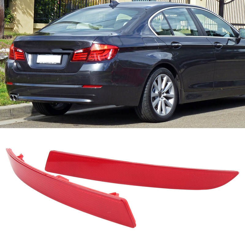 1 Pair Rear Bumper Reflector 63147318556 Red Housing Strong Retroreflection