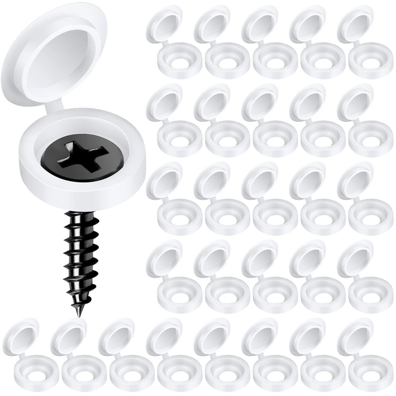 HNYYZL Plastic Hinged Screw Covers - 150 White Snap-On Caps,