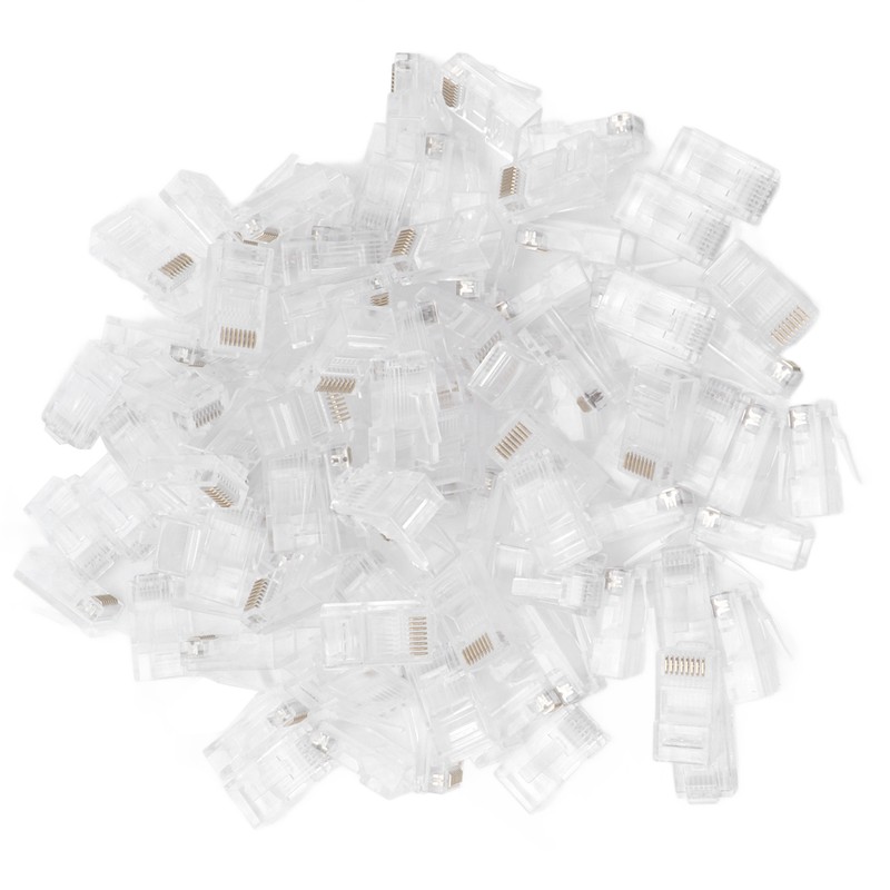 100Pcs Network Crystal Heads Gold Plated Strong Toughness Cable Connectors